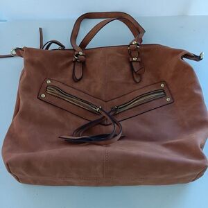 a.n.a Tan Tote with Gold Accents